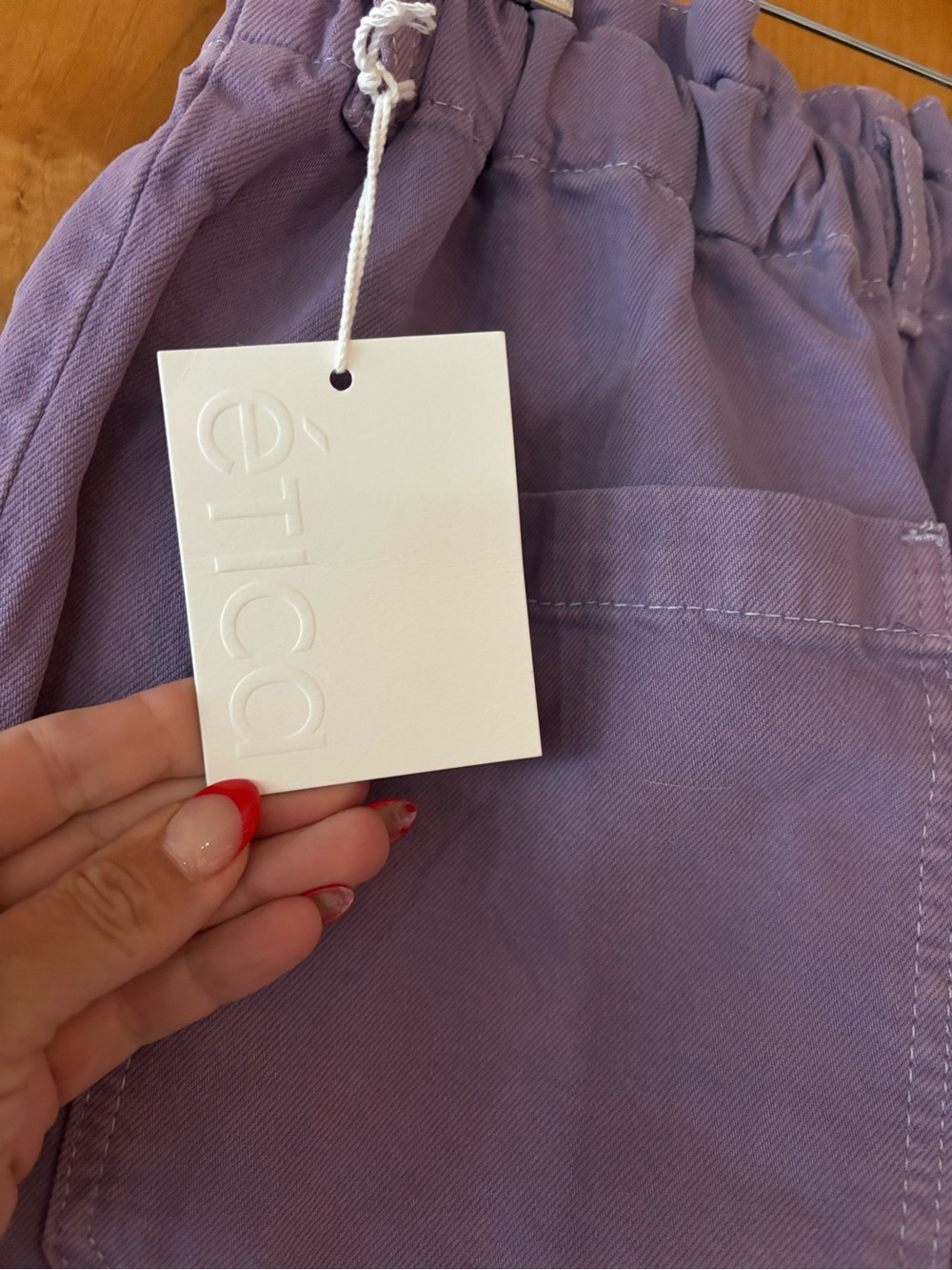 Etica dark Lavender High-Waist Paperbag Shorts with Front Pockets - Picture 4 of 5